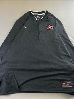 Nike Black Patch Sweatshirt with Red Swoosh and Canada Emblem